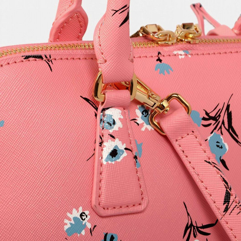 2014 Prada Printing Leather Top Handle Bag BL0837 pink